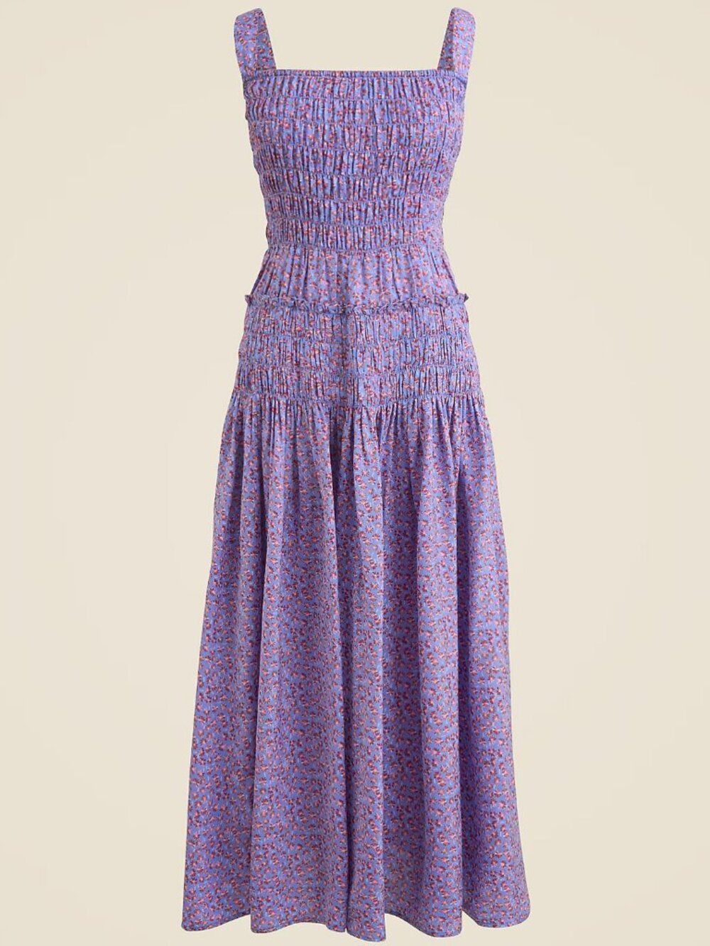 J. Crew Smocked Midi Dress in Summer Fields Print